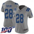 Wholesale Cheap Nike Colts #28 Jonathan Taylor Gray Women's Stitched NFL Limited Inverted Legend 100th Season Jersey