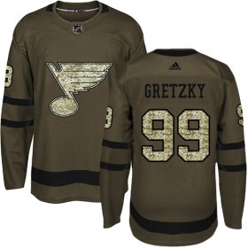 Wholesale Cheap Adidas Blues #99 Wayne Gretzky Green Salute to Service Stitched Youth NHL Jersey