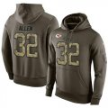 Wholesale Cheap NFL Men's Nike Kansas City Chiefs #32 Marcus Allen Stitched Green Olive Salute To Service KO Performance Hoodie