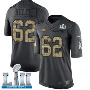 Wholesale Cheap Nike Eagles #62 Jason Kelce Black Super Bowl LII Men's Stitched NFL Limited 2016 Salute To Service Jersey
