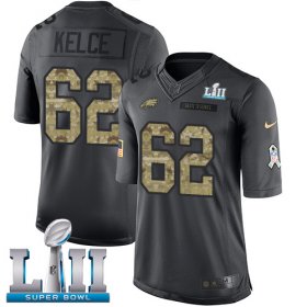 Wholesale Cheap Nike Eagles #62 Jason Kelce Black Super Bowl LII Men\'s Stitched NFL Limited 2016 Salute To Service Jersey