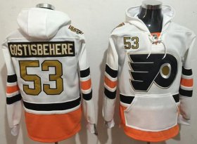 Wholesale Cheap Flyers #53 Shayne Gostisbehere White 3rd Name & Number Pullover NHL Hoodie