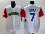 Wholesale Cheap Men's Mexico Baseball #7 Julio Urias Number 2023 White Red World Classic Stitched Jersey6