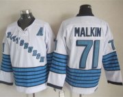 Wholesale Cheap Penguins #71 Evgeni Malkin White/Light Blue CCM Throwback Stitched NHL Jersey