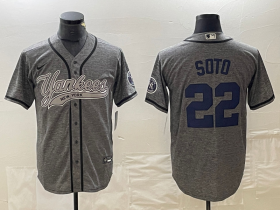 Cheap Men\'s New York Yankees #22 Juan Soto Grey Gridiron Cool Base Stitched Baseball Jersey