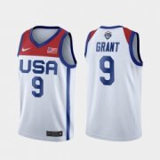 Wholesale Cheap Men's USA Team Jerami Grant Home White 2021 Tokyo Olympics Jersey