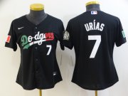 Wholesale Cheap Women's Los Angeles Dodgers #7 Julio Urias Black Mexico 2020 World Series Cool Base Nike Jersey
