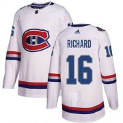 Wholesale Cheap Adidas Canadiens #16 Henri Richard White Authentic 2017 100 Classic Stitched NHL Jersey