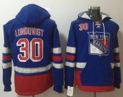 Wholesale Cheap Rangers #30 Henrik Lundqvist Royal Blue Name & Number Pullover NHL Hoodie