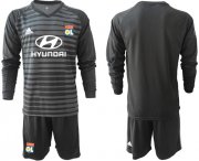 Wholesale Cheap Lyon Blank Black Goalkeeper Long Sleeves Soccer Club Jersey