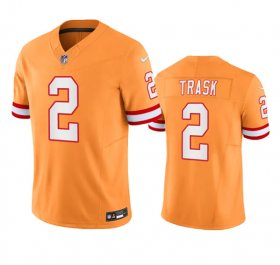 Wholesale Cheap Men\'s Tampa Bay Buccaneers #2 Kyle Trask Orange Throwback Limited Stitched Jersey