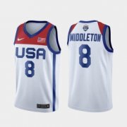 Wholesale Cheap Men's USA Team Khris Middleton Home White 2021 Tokyo Olympics Jersey