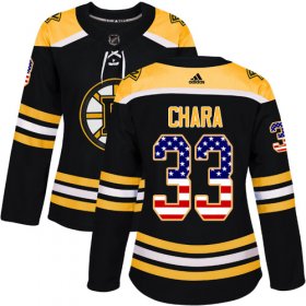 Wholesale Cheap Adidas Bruins #33 Zdeno Chara Black Home Authentic USA Flag Women\'s Stitched NHL Jersey