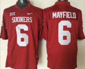 Wholesale Cheap Men\'s Oklahoma Sooners #6 Baker Mayfield Red College Football Nike Jersey