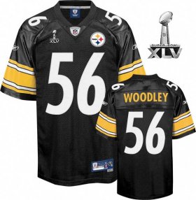 Wholesale Cheap Steelers #56 LaMarr Woodley Black Super Bowl XLV Stitched NFL Jersey