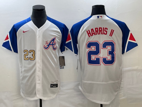 Wholesale Cheap Men\'s Atlanta Braves #23 Michael Harris II Number White 2023 City Connect Flex Base Stitched Baseball Jersey2