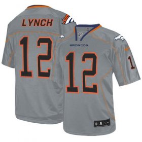 Wholesale Cheap Nike Broncos #12 Paxton Lynch Lights Out Grey Men\'s Stitched NFL Elite Jersey