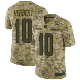 Wholesale Cheap Nike Chargers #10 Justin Herbert Camo Youth Stitched NFL Limited 2018 Salute To Service Jersey