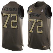 Wholesale Cheap Nike Vikings #72 Ezra Cleveland Green Men's Stitched NFL Limited Salute To Service Tank Top Jersey