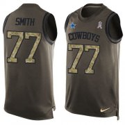 Wholesale Cheap Nike Cowboys #77 Tyron Smith Green Men's Stitched NFL Limited Salute To Service Tank Top Jersey