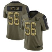 Wholesale Cheap Men's Olive New York Giants #56 Lawrence Taylor 2021 Camo Salute To Service Limited Stitched Jersey