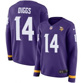 Wholesale Cheap Nike Vikings #14 Stefon Diggs Purple Team Color Women\'s Stitched NFL Limited Therma Long Sleeve Jersey