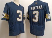 Cheap Men's Notre Dame Fighting Irish #3 Joe Montana Navy With Name Limited Stitched Jersey