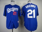 Wholesale Cheap Dodgers #21 Zack Greinke Blue Cool Base Stitched MLB Jersey