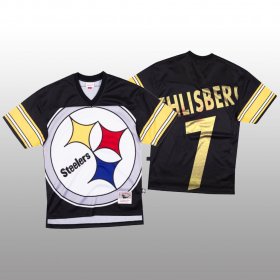 Wholesale Cheap NFL Pittsburgh Steelers #7 Ben Roethlisberger Black Men\'s Mitchell & Nell Big Face Fashion Limited NFL Jersey