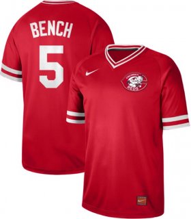Wholesale Cheap Nike Reds #5 Johnny Bench Red Authentic Cooperstown Collection Stitched MLB Jersey