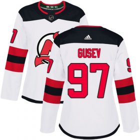 Wholesale Cheap Adidas Devils #97 Nikita Gusev White Road Authentic Women\'s Stitched NHL Jersey