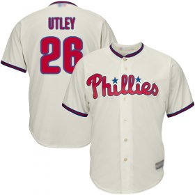 Wholesale Cheap Phillies #26 Chase Utley Stitched Cream Youth MLB Jersey