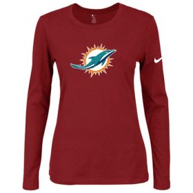 Wholesale Cheap Women\'s Nike Miami Dolphins Of The City Long Sleeve Tri-Blend NFL T-Shirt Red