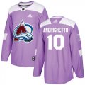 Wholesale Cheap Adidas Avalanche #10 Sven Andrighetto Purple Authentic Fights Cancer Stitched Youth NHL Jersey