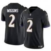 Cheap Men's Baltimore Ravens #2 Nate Wiggins Black 2024 Draft F.U.S.E. Vapor Limited Football Jersey