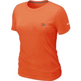 Wholesale Cheap Women\'s Nike Cleveland Browns Chest Embroidered Logo T-Shirt Orange