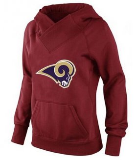 Wholesale Cheap Women\'s Los Angeles Rams Logo Pullover Hoodie Red-1