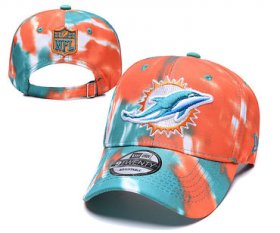 Wholesale Cheap Dolphins Team Logo Orange Blue Adjustable Peaked Hat YD
