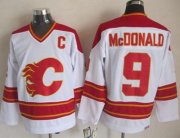 Wholesale Cheap Flames #9 Lanny McDonald White CCM Throwback Stitched NHL Jersey