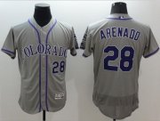 Wholesale Cheap Rockies #28 Nolan Arenado Grey Flexbase Authentic Collection Stitched MLB Jersey