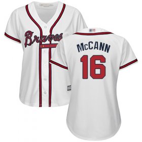 Wholesale Cheap Braves #16 Brian McCann White Home Women\'s Stitched MLB Jersey