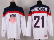 Wholesale Cheap 2014 Olympic Team USA #21 James van Riemsdyk White Stitched NHL Jersey