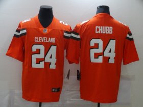 Wholesale Cheap Nike Browns 24 Nick Chubb Orange Vapor Untouchable Limited Jersey