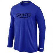 Wholesale Cheap Nike New Orleans Saints Authentic Font Long Sleeve T-Shirt Blue
