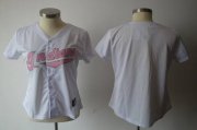 Wholesale Cheap Indians Blank White With Pink No. Women's Fashion Stitched MLB Jersey