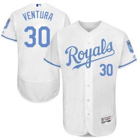 Wholesale Cheap Royals #30 Yordano Ventura White Flexbase Authentic Collection Father\'s Day Stitched MLB Jersey