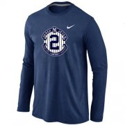 Wholesale Cheap Nike New York Yankees #2 Derek Jeter Official Final Season Commemorative Logo Long Sleeves T-Shirt Dark Blue