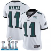 Wholesale Cheap Nike Eagles #11 Carson Wentz White Super Bowl LII Men's Stitched NFL Vapor Untouchable Limited Jersey