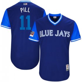 Wholesale Cheap Blue Jays #11 Kevin Pillar Light Blue \"Pill\" Players Weekend Authentic Stitched MLB Jersey