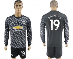 Wholesale Cheap Manchester United #19 Rashford Black Long Sleeves Soccer Club Jersey